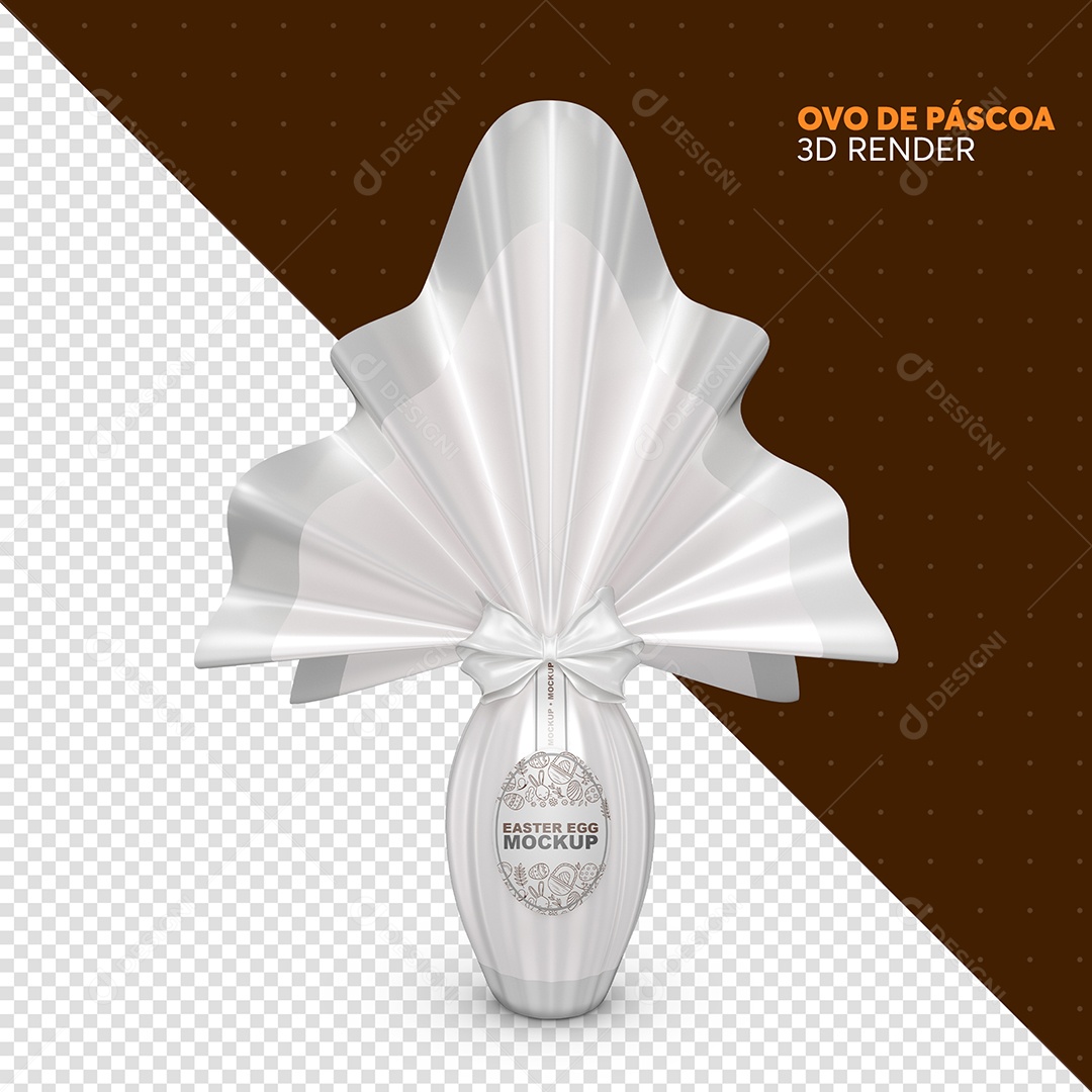 Mockup de Ovo de Páscoa Elemento 3D Branco para Composição PSD