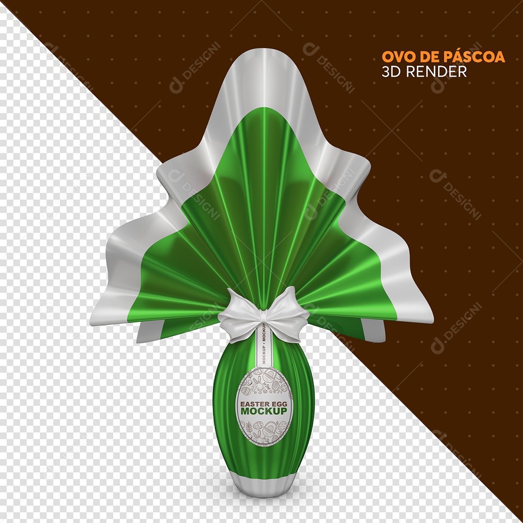 Mockup de Ovo de Páscoa Elemento 3D Verde para Composição PSD