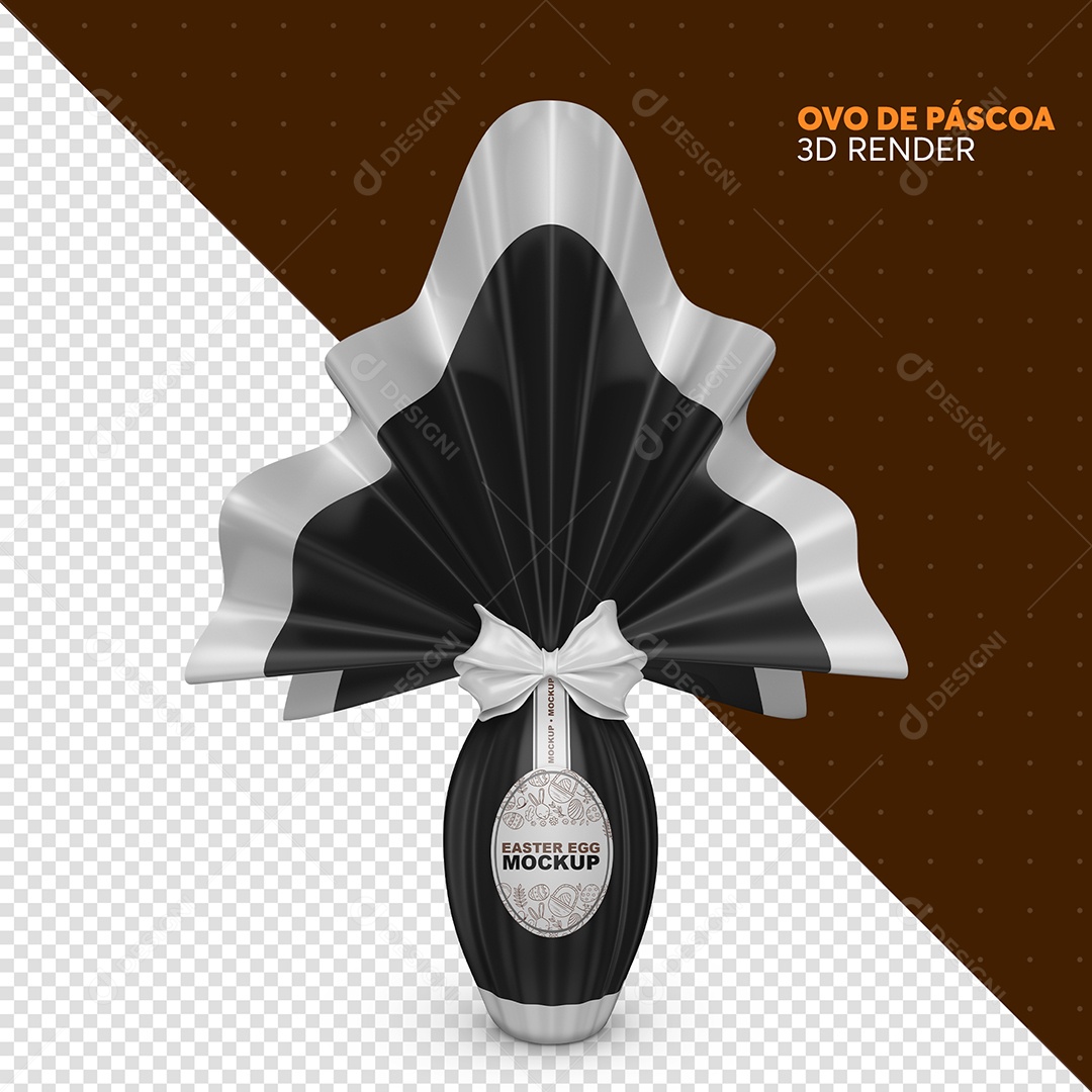 Mockup de Ovo de Páscoa Elemento 3D Preto para Composição PSD