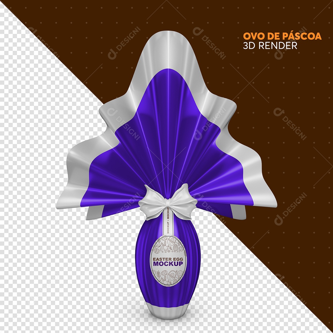 Mockup de Ovo de Páscoa Elemento 3D Roxo para Composição PSD