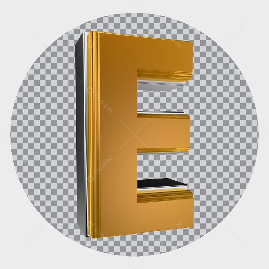 Alfabeto 3D Letra E Maiúscula Dourada Elemento Para Composição PNG Transparente