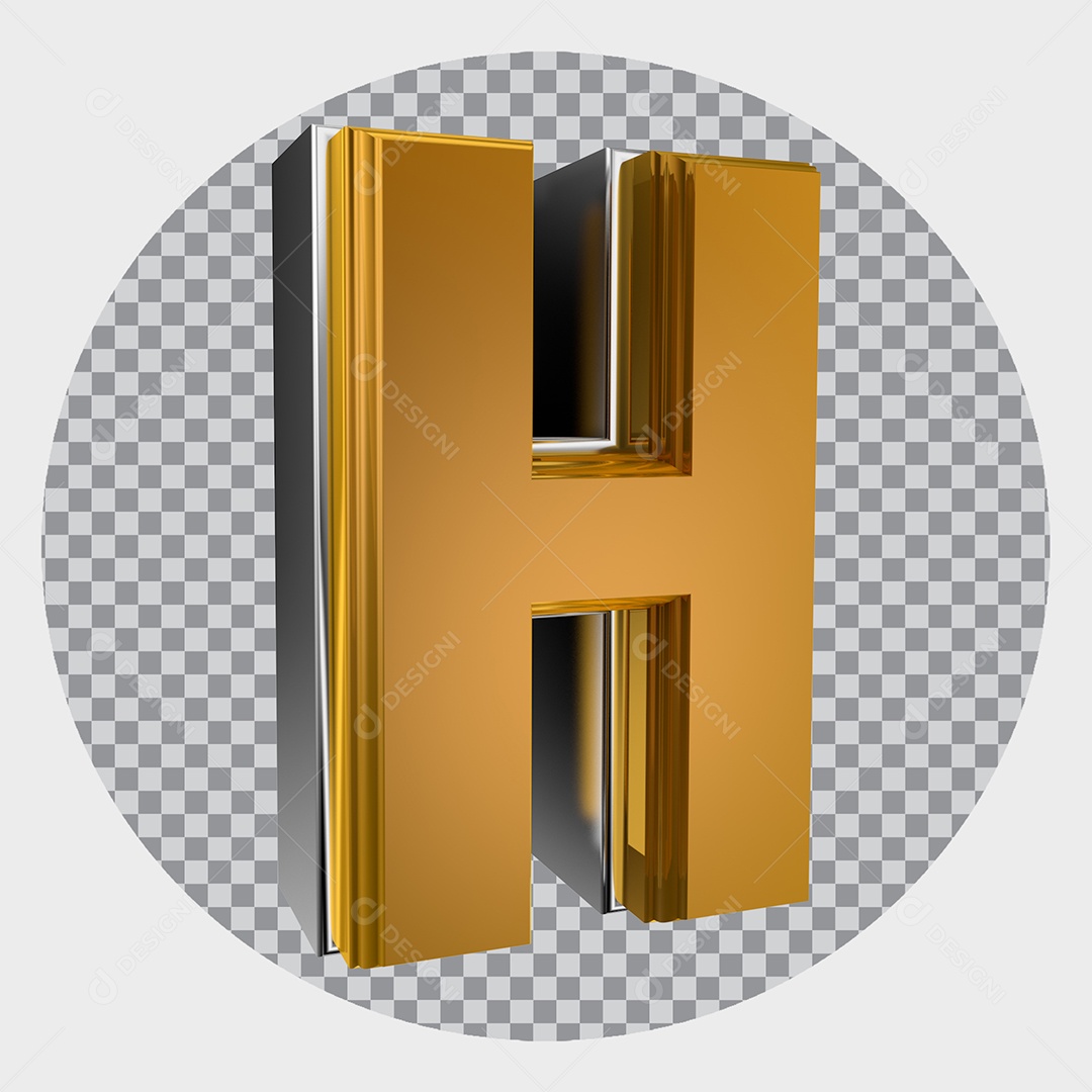 Alfabeto 3D Letra H Maiúscula Dourada Elemento Para Composição PNG Transparente