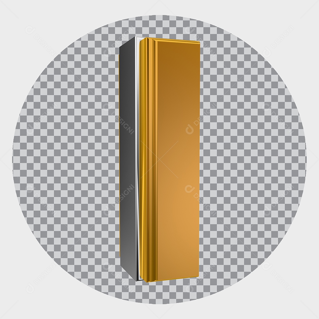 Alfabeto 3D Letra I Maiúscula Dourada Elemento Para Composição PNG Transparente