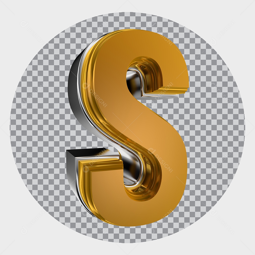 Alfabeto 3D Letra S Maiúscula Dourada Elemento Para Composição PNG Transparente