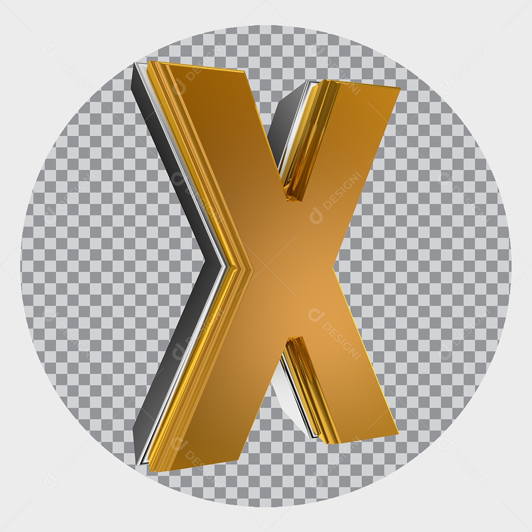 Alfabeto 3D Letra X Maiúscula Dourada Elemento Para Composição PNG Transparente