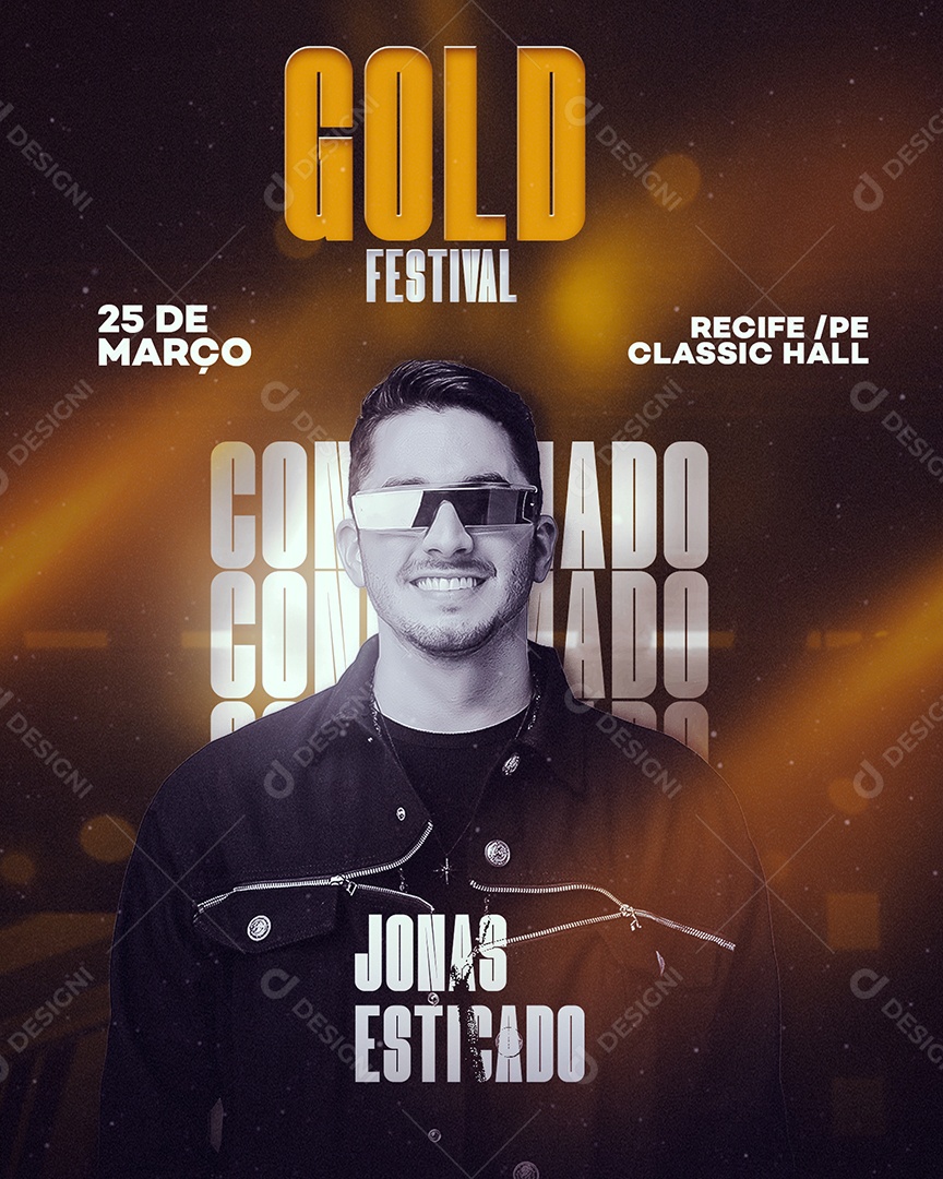 Gold Festival Confirmado Jonas Esticado Flyer Social Media PSD Editável