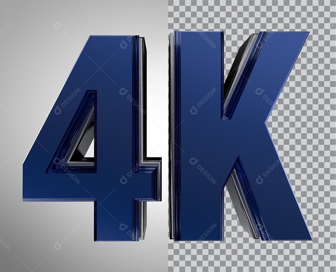 Número 3D 4K de Seguidores Elemento Azul Para Composição PNG Transparente