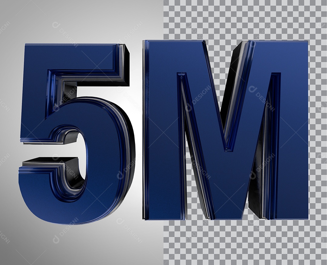 Número 3D 5M de Seguidores Elemento Azul Para Composição PNG Transparente