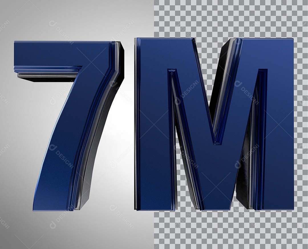 Número 3D 7M de Seguidores Elemento Azul Para Composição PNG Transparente