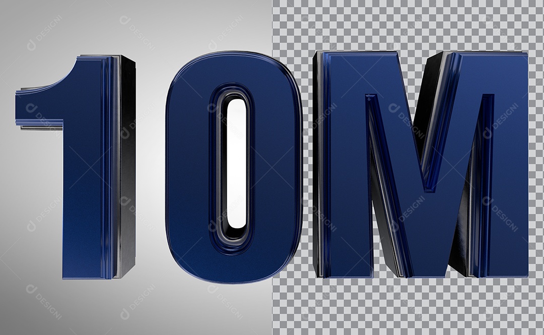 Número 3D 10K de Seguidores Elemento Azul Para Composição PNG Transparente