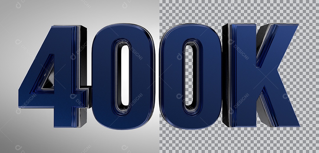 Número 3D 400K de Seguidores Elemento Azul Para Composição PNG Transparente