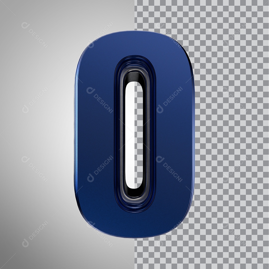 Número 3D 0 Azul Elemento Para composição PNG Transparente