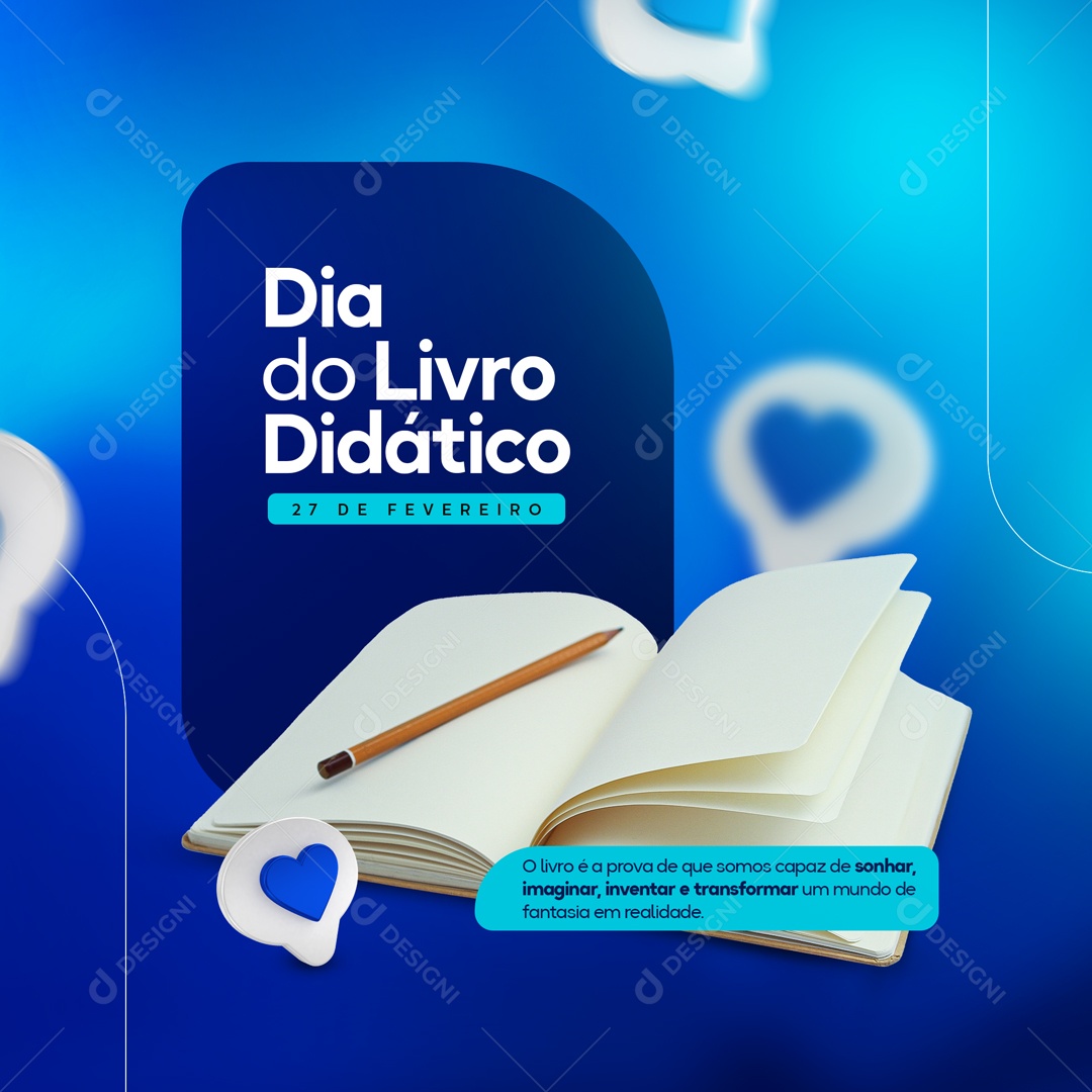 Dia do Livro Didático 27 de Fevereiro Social Media PSD Editável