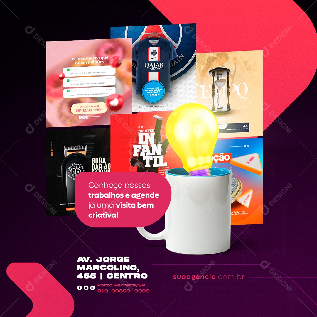 Conheça Nossos Trabalhos e Agende Já Uma Visita Marketing Digital Social Media PSD Editável