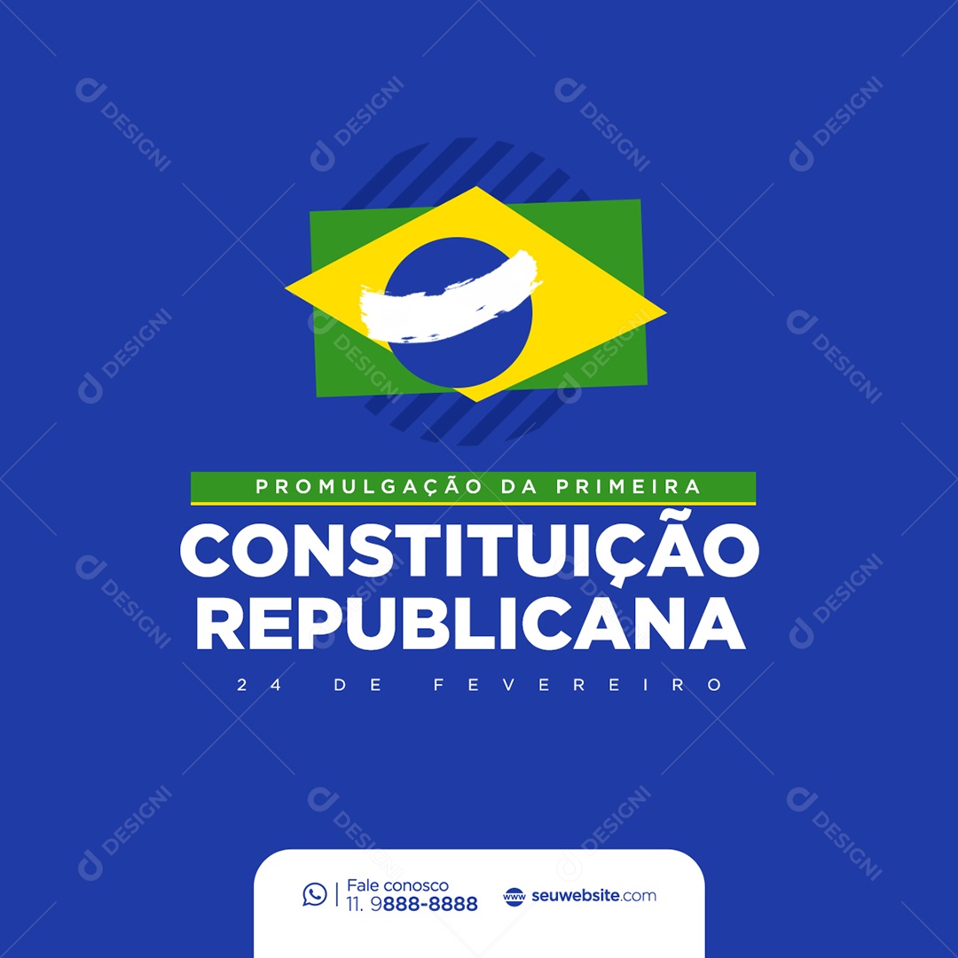 Promulgação da Primeira Constituição Republicana 24 de Fevereiro Social Media PSD Editável