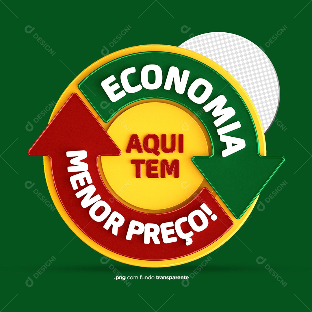 Selo 3D Para Composição Economia Aqui Tem Menor Preço PSD
