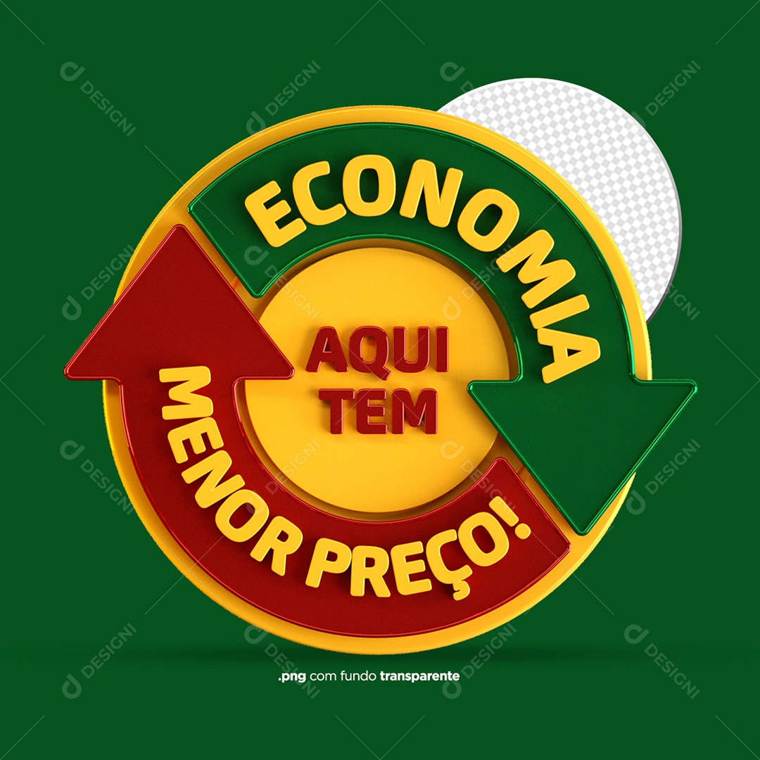 Selo 3D Para Composição Economia Aqui Tem Menor Preço PSD