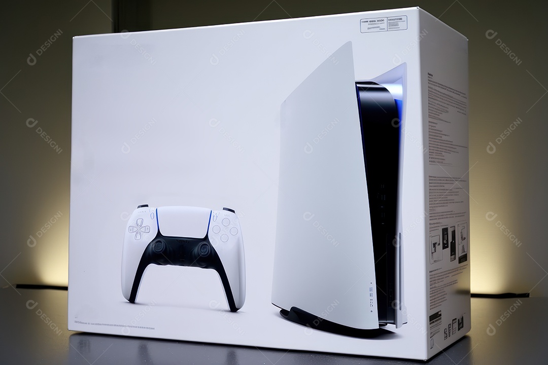 Console de videogame e controlador de videogame Joystick de nova geração sem fio em fundo branco. renderização 3D