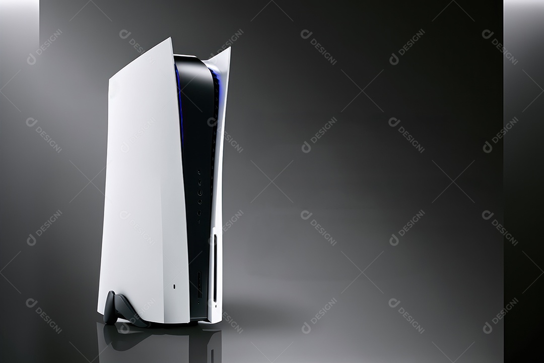 Console de videogame e controlador de videogame Joystick sem fio de nova geração em fundo infinito. renderização 3D