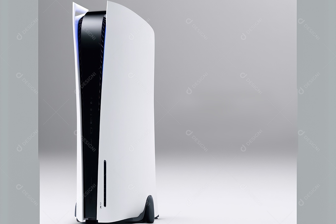 Console de videogame e controlador de videogame Joystick sem fio de nova geração em fundo infinito. renderização 3D