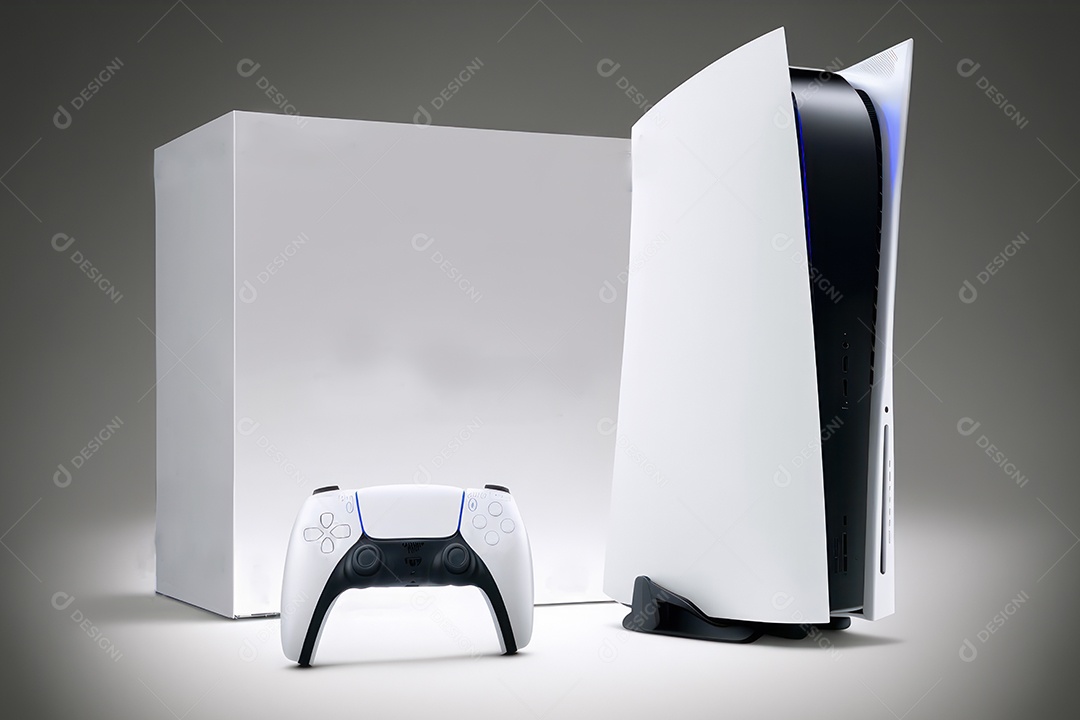 Conceito de novo controlador de videogame sem fio futurista e emulador portátil e compacto de videogame