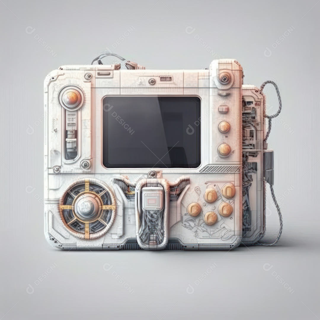 Conceito de novo controlador de videogame sem fio futurista e emulador portátil e compacto de videogame