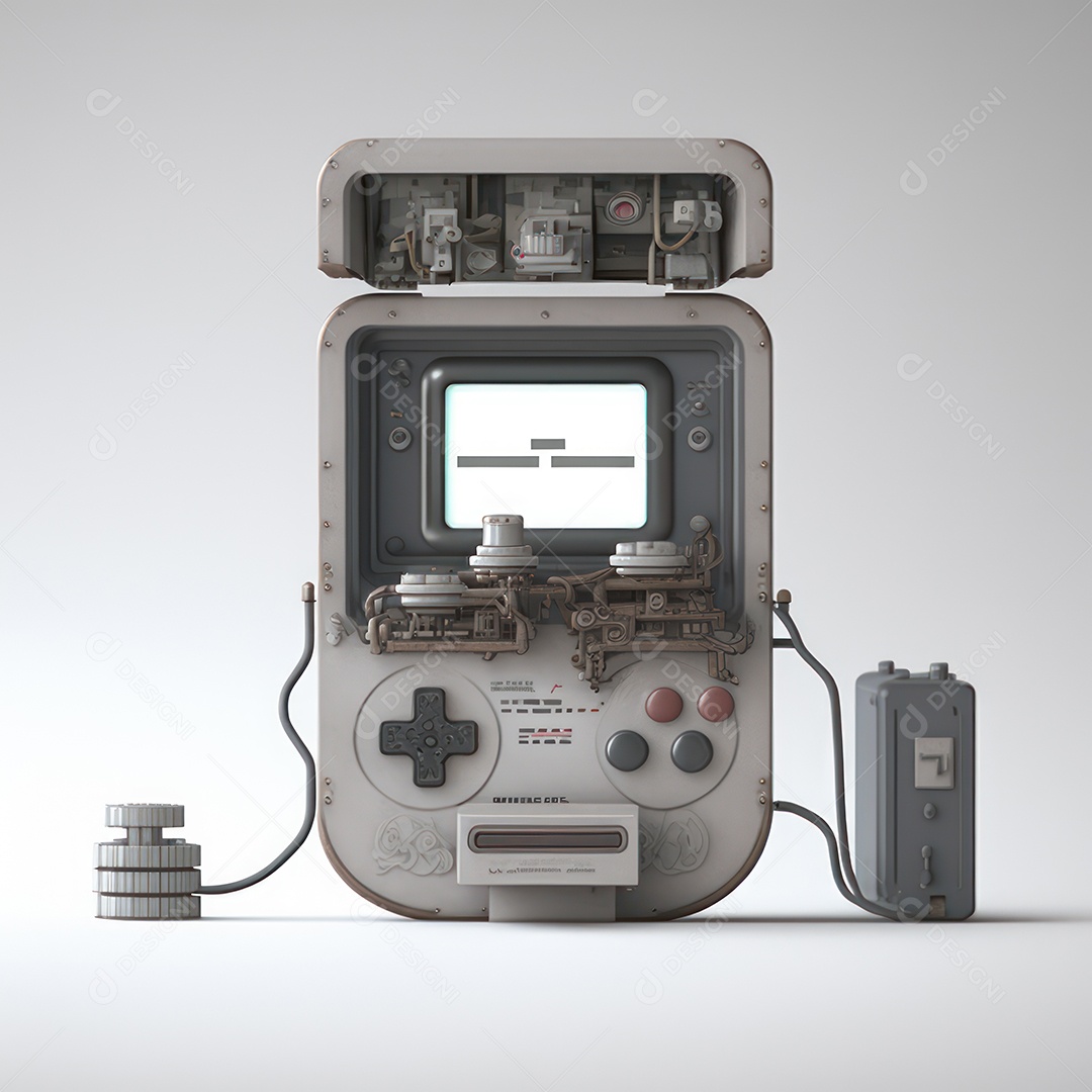 Conceito de novo controlador de videogame sem fio futurista e emulador portátil e compacto de videogame