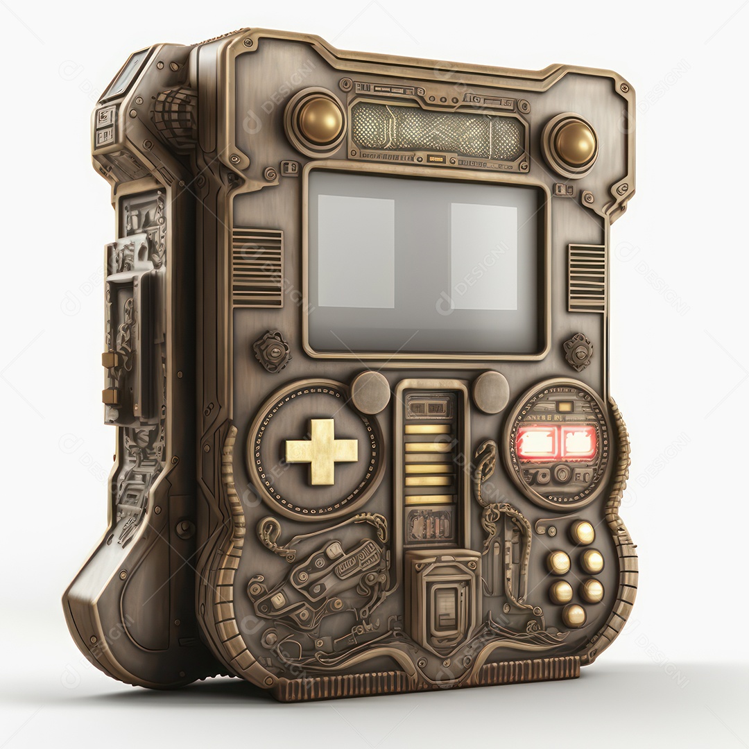 Conceito de novo controlador de videogame sem fio futurista e emulador portátil e compacto de videogame