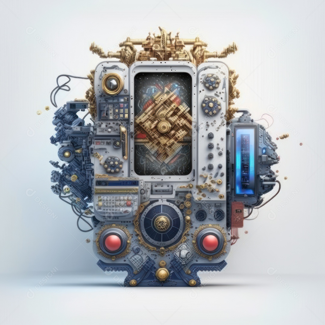 Conceito de novo controlador de videogame sem fio futurista e emulador portátil e compacto de videogame