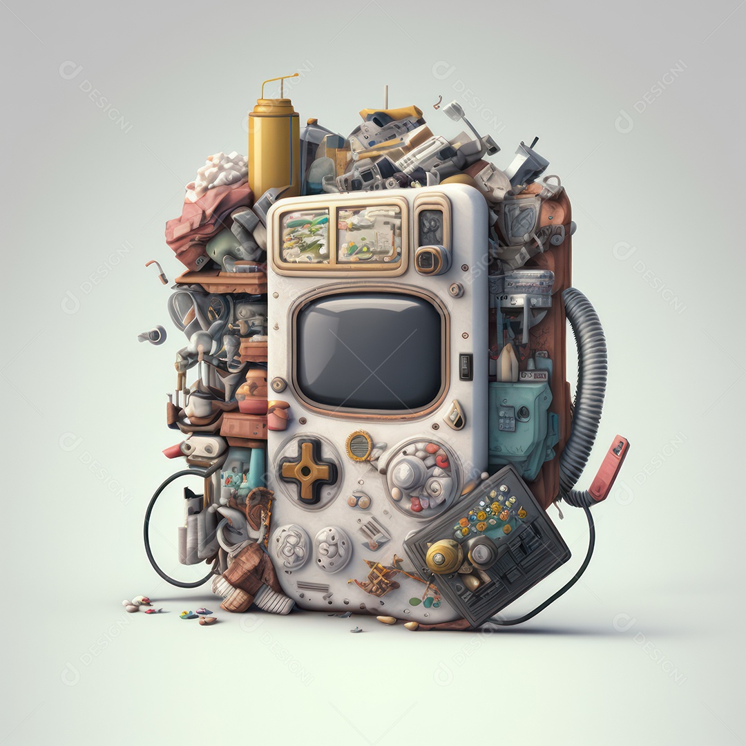 Conceito de novo controlador de videogame sem fio futurista e emulador portátil e compacto de videogame