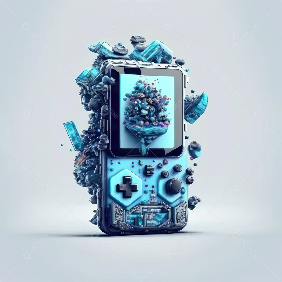 Conceito de novo controlador de videogame sem fio futurista e emulador portátil e compacto de videogame