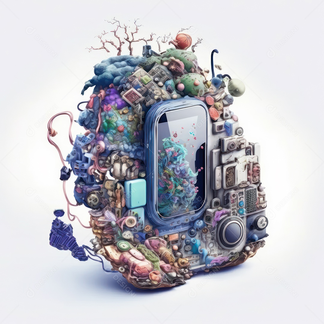 Conceito de novo controlador de videogame sem fio futurista e emulador portátil e compacto de videogame