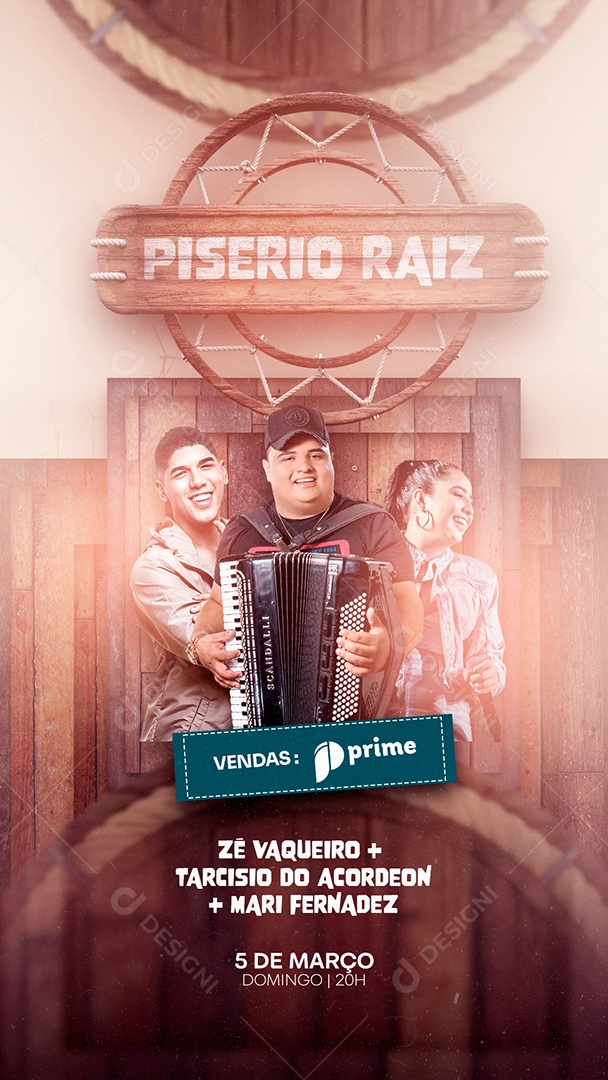 Story Piseiro Raiz Zé Vaqueiro Tarcísio do Acordeon Mari Fernandez Flyer Social Media PSD Editável