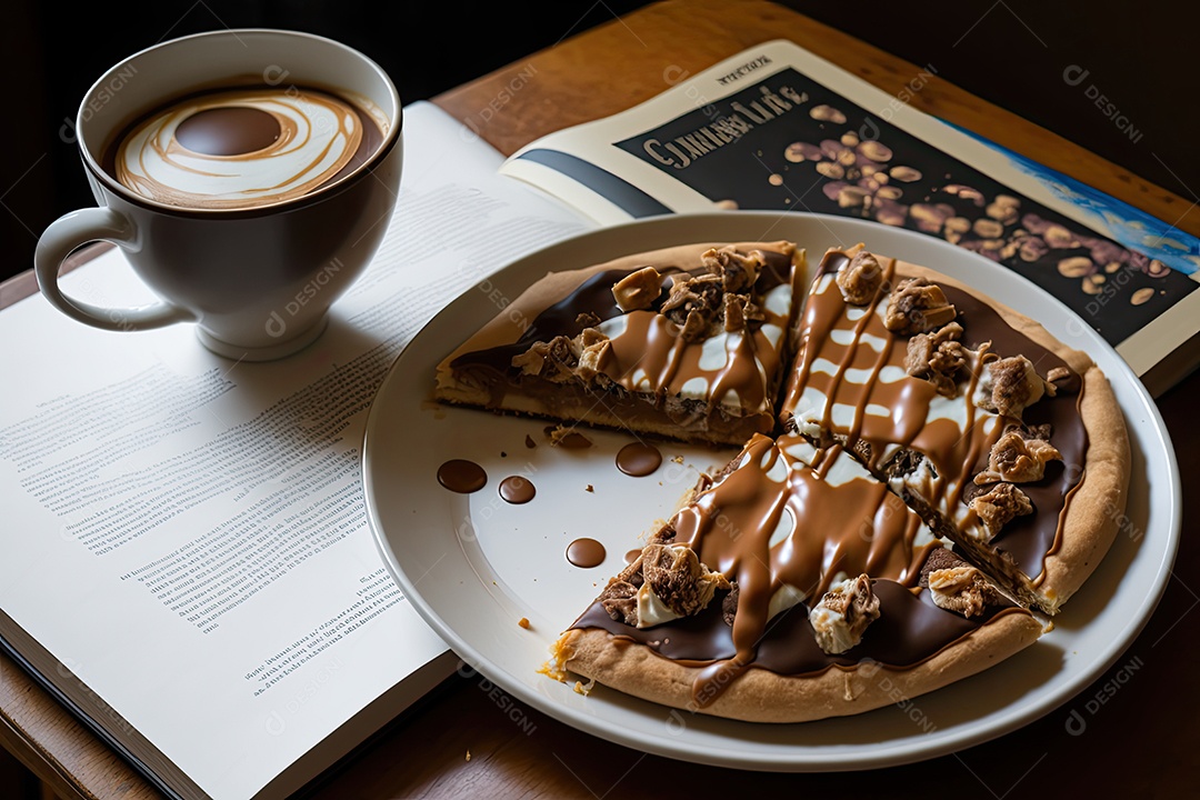 Pizza de caramelo com manteiga de amendoim coberta com chantilly