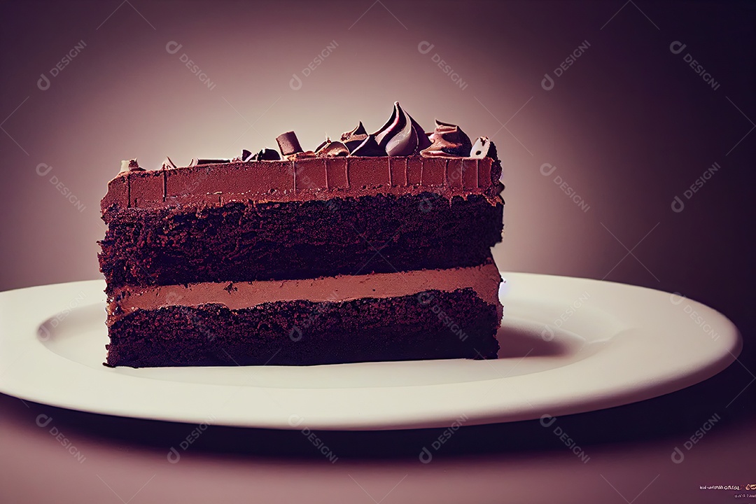 ilustração 3d de uma fatia de bolo de chocolate