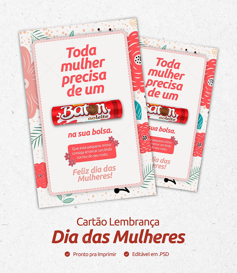 Cartão Lembrança Dia da Mulher Social Media PSD Editável