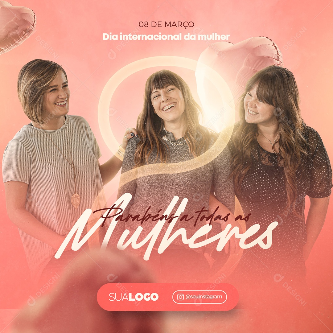 Dia Internacional da Mulher 8 de Março Social Media PSD Editável