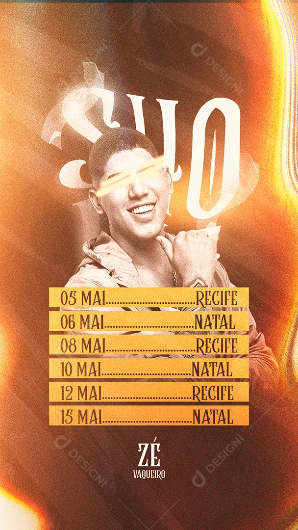 Story Show Zé Vaqueiro Flyer Agenda Mensal Social Media PSD Editável