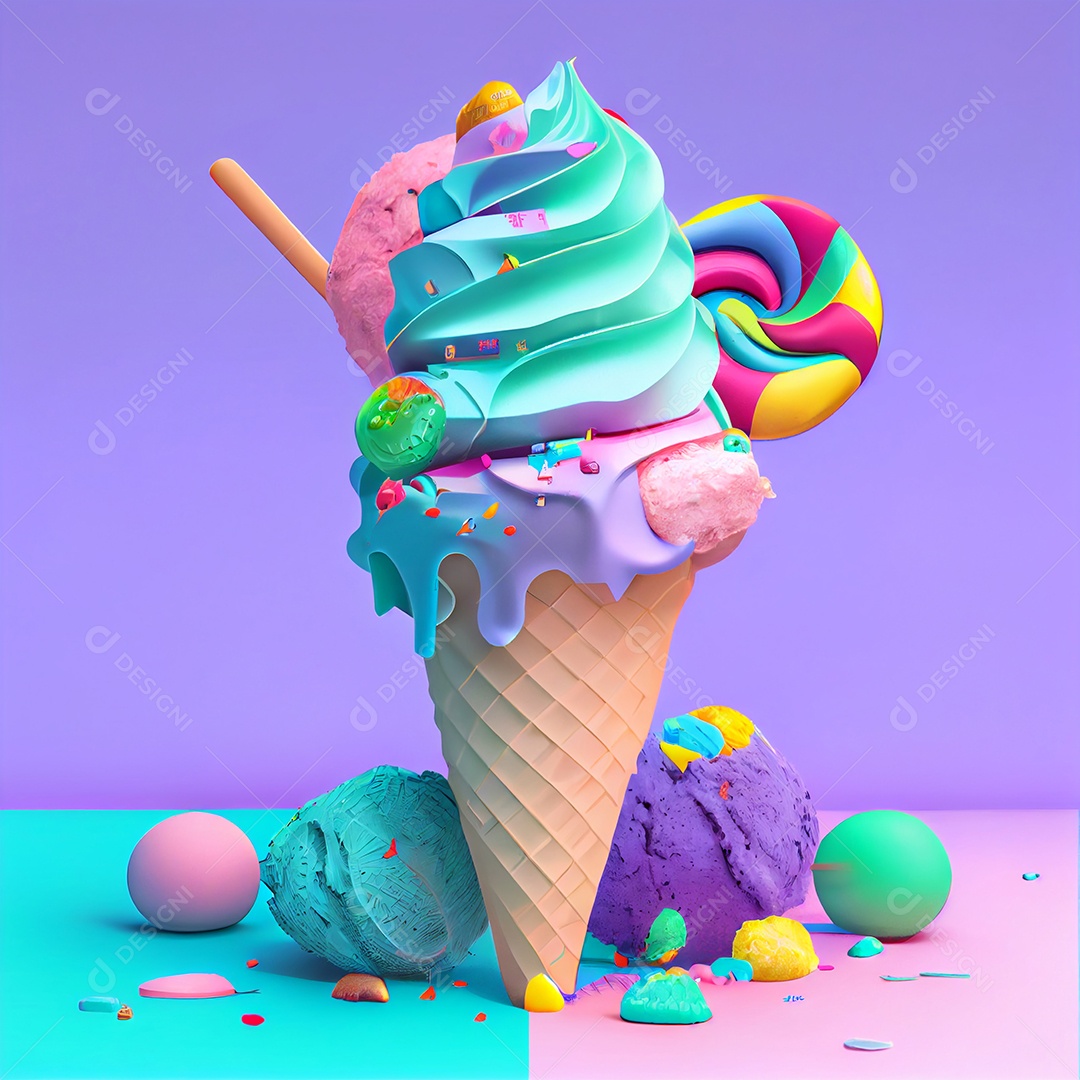 Ilustração sorvete colorido