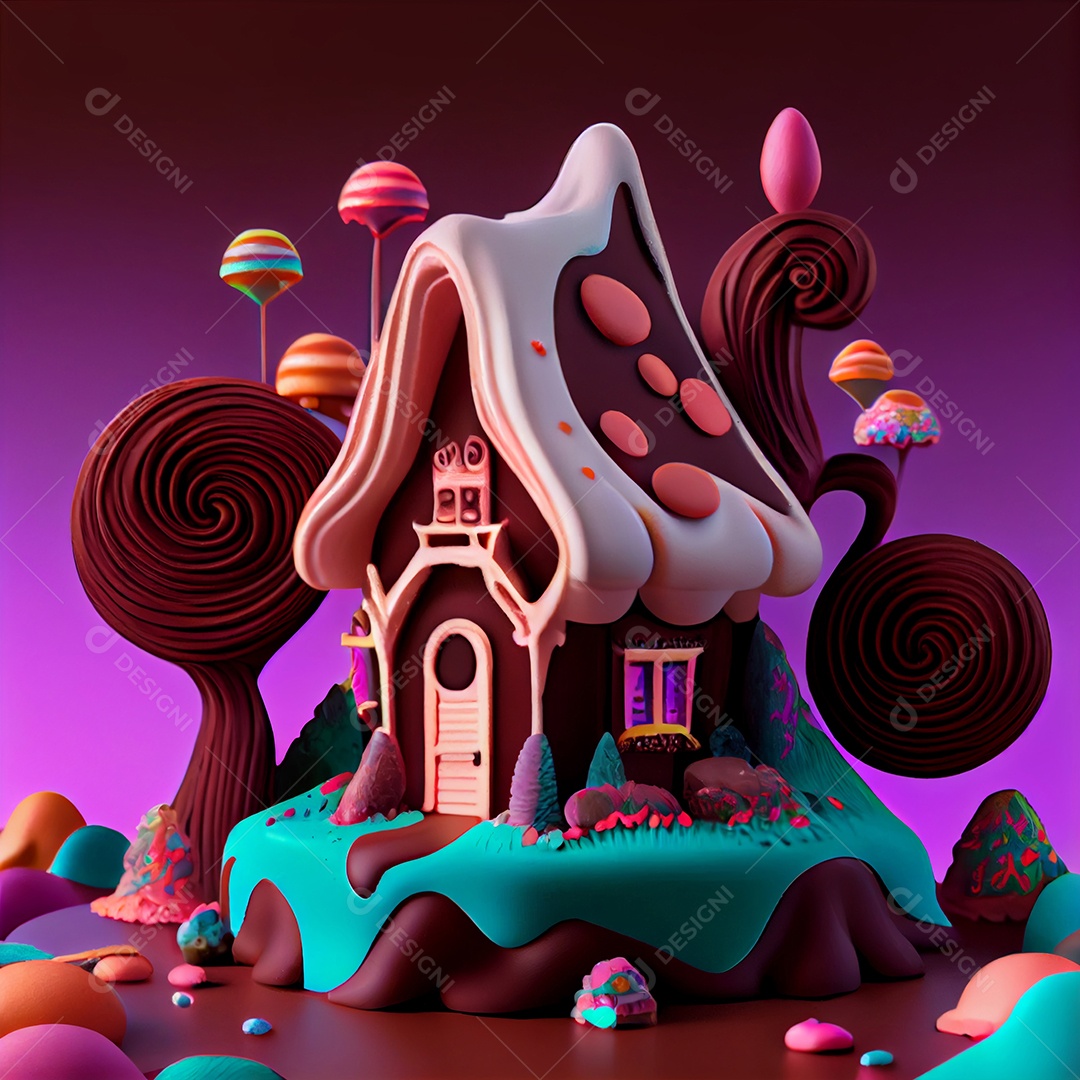 Ilustração de uma casa de doces