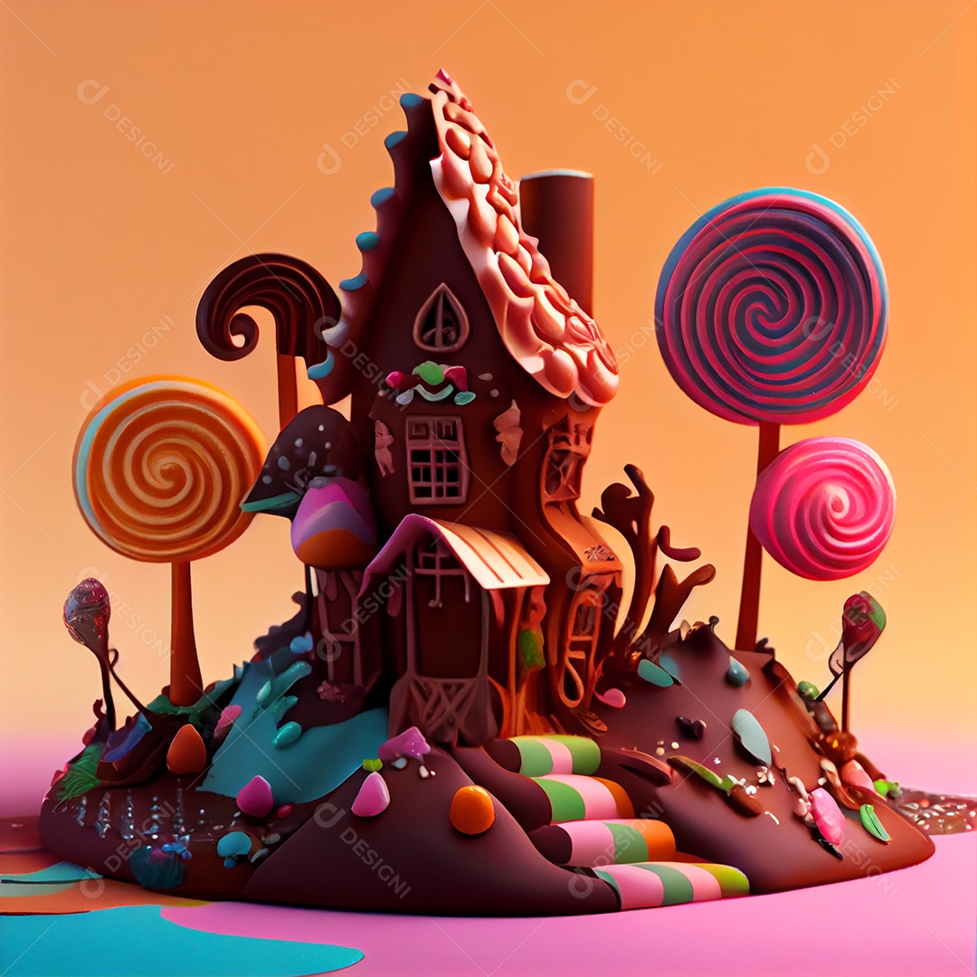 Ilustração Casa de chocolate