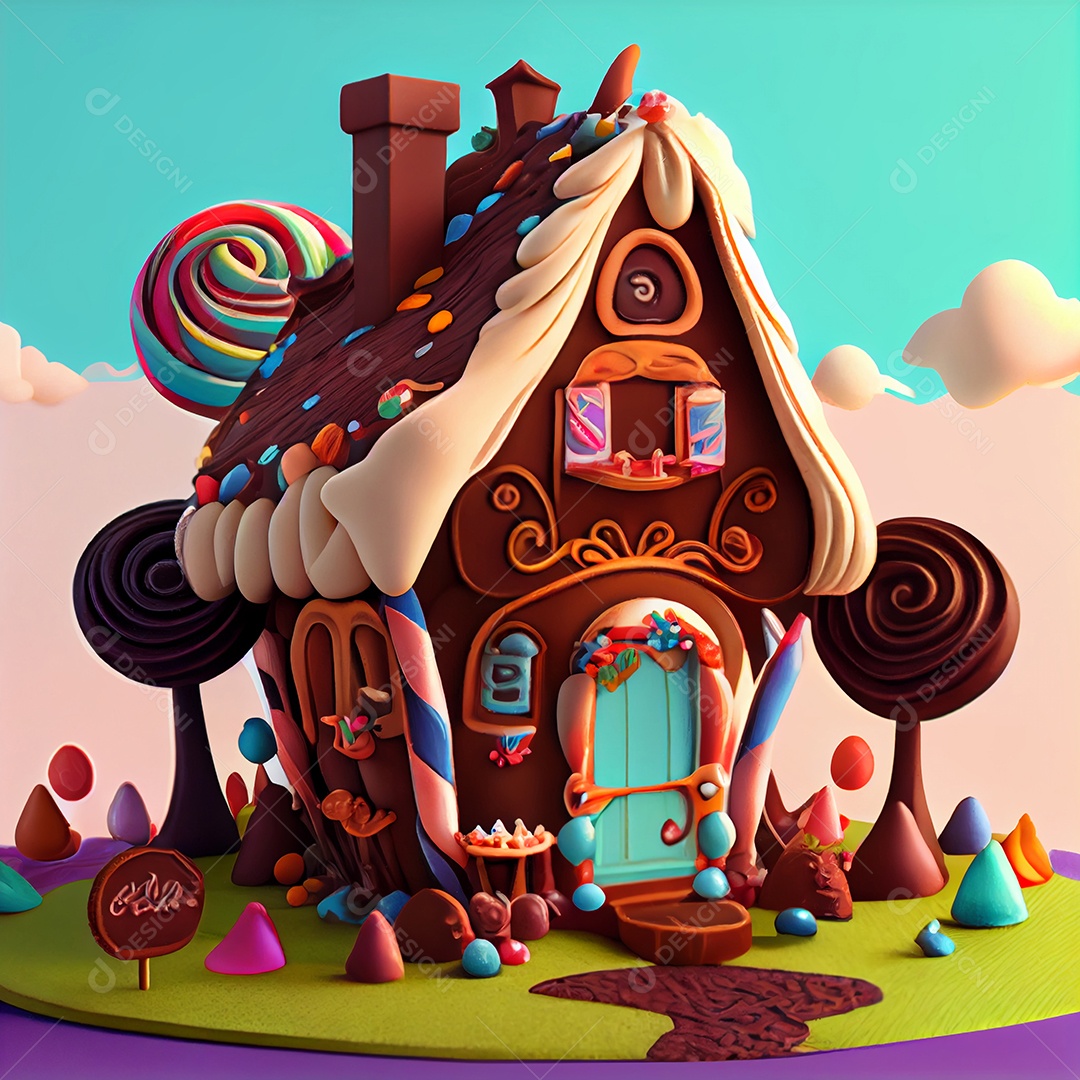 Ilustração de uma casa de doces