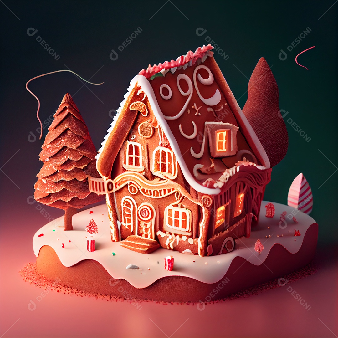 Ilustração de uma casa de doces