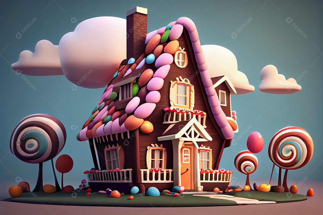 Ilustração de uma casa de doces