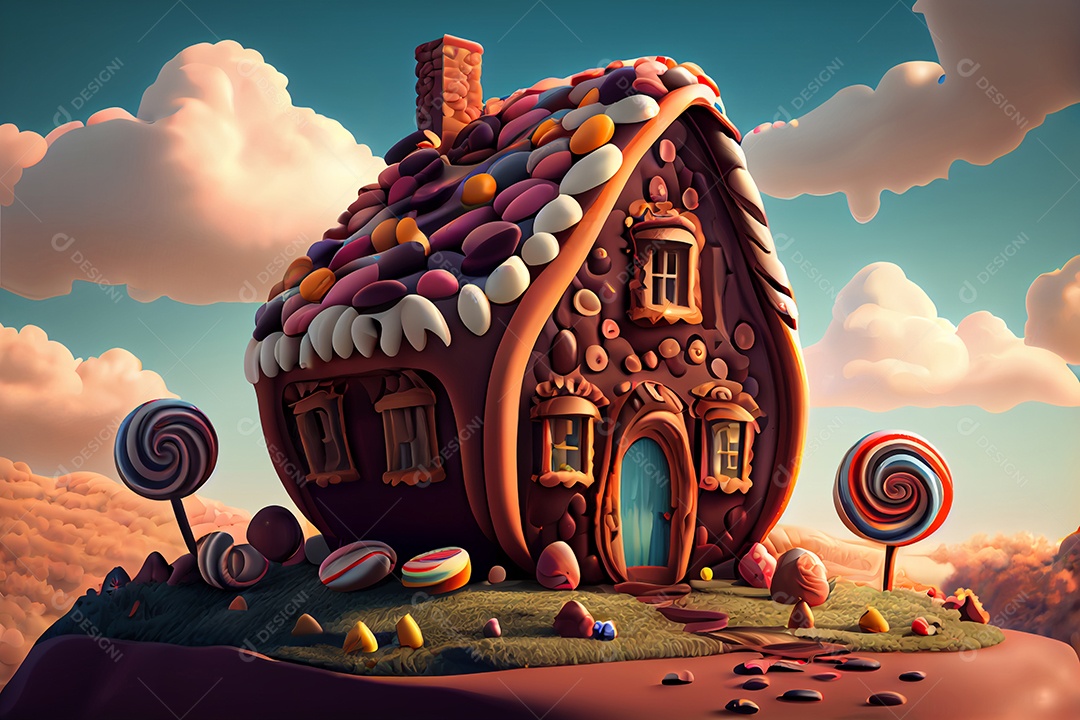 Ilustração casa de chocolate