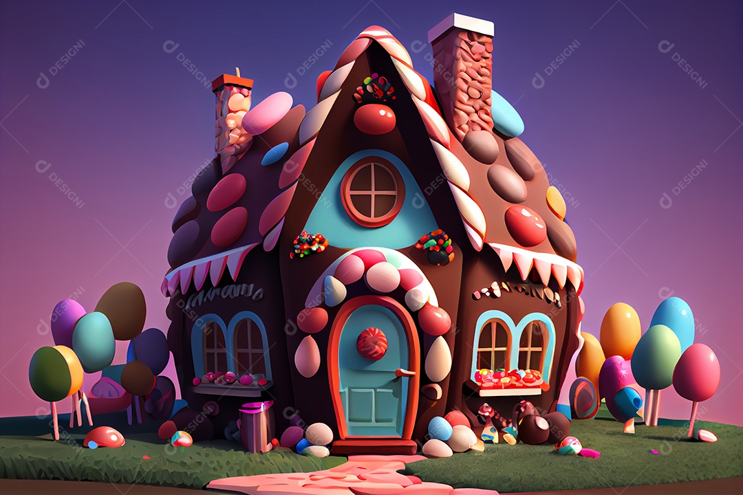 Ilustração de uma casa de doces