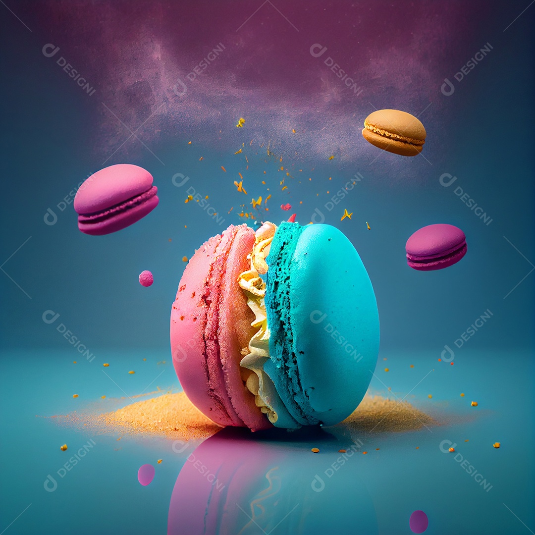 Background de deliciosos macarons coloridos