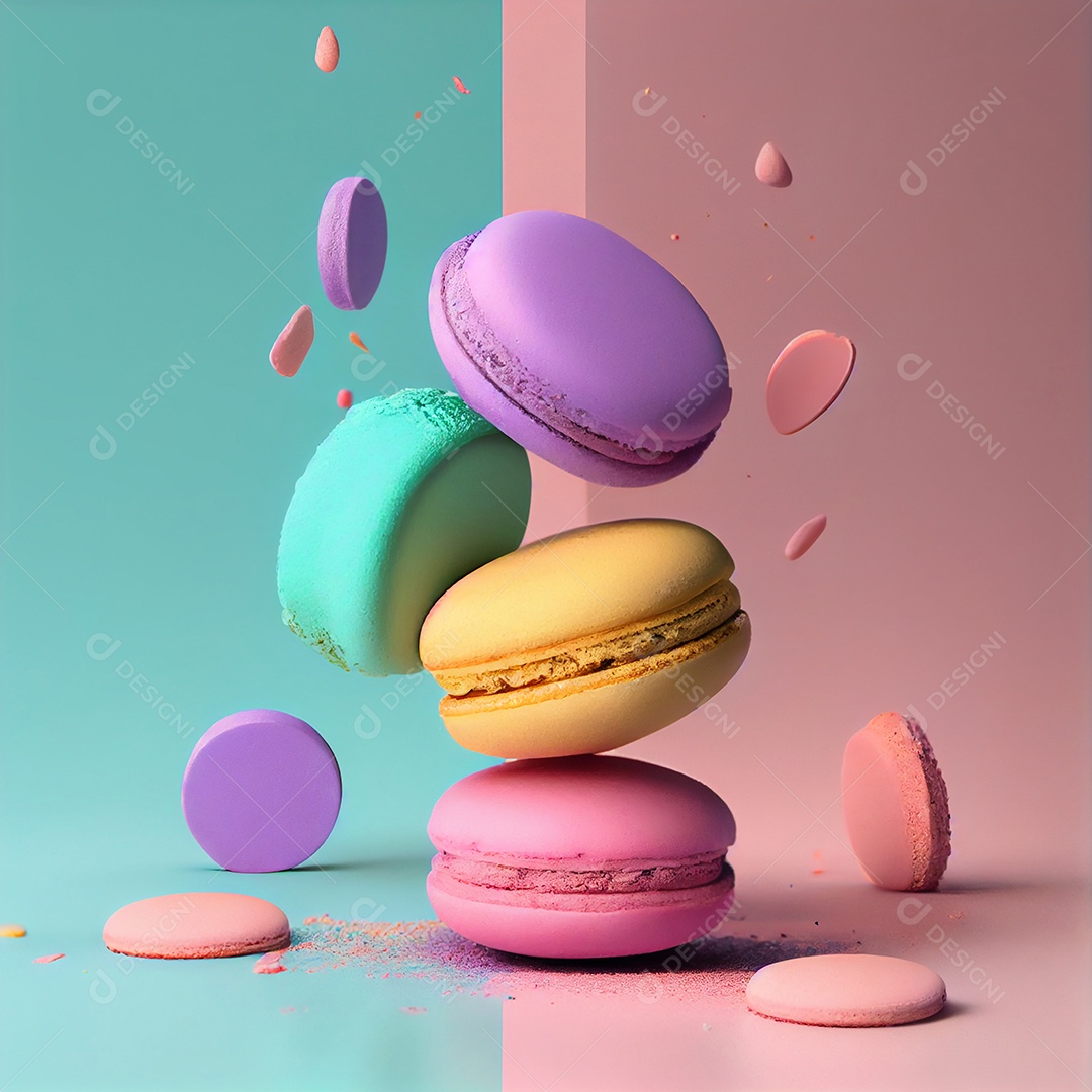 Background de deliciosos macarons coloridos