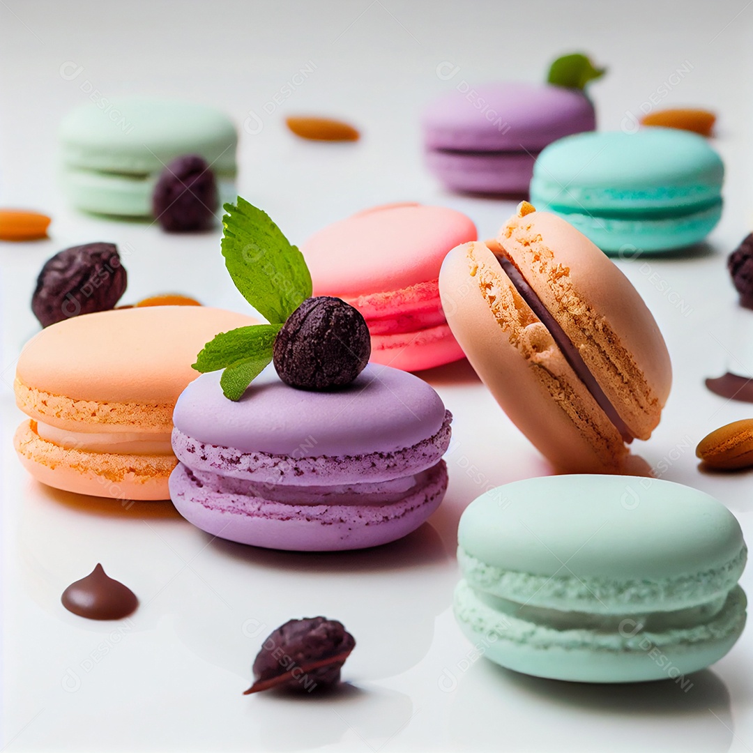 Deliciosos macarons coloridos