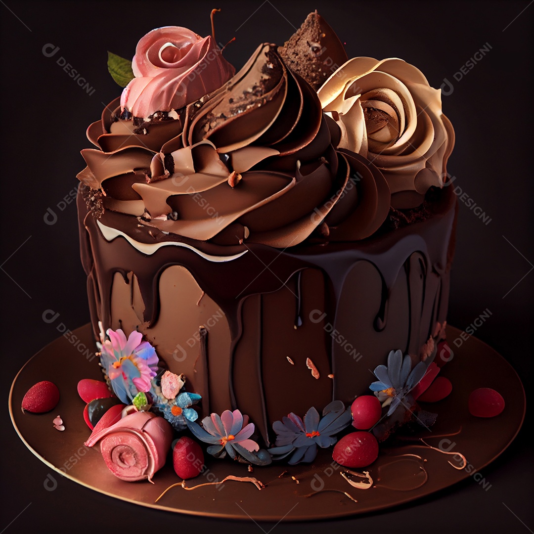 Bolo de chocolate decorado